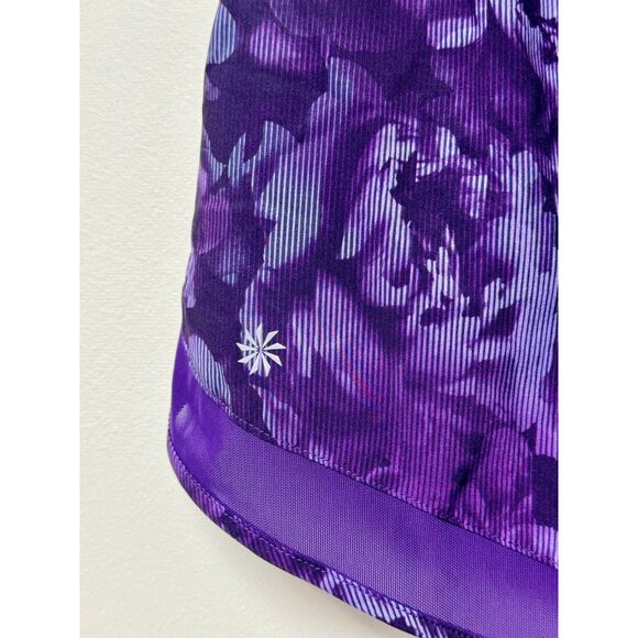 ATHLETA Purple Printed Mesh Racer Run Shorts, 4", Sz S - Picture 6 of 7